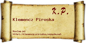 Klemencz Piroska névjegykártya